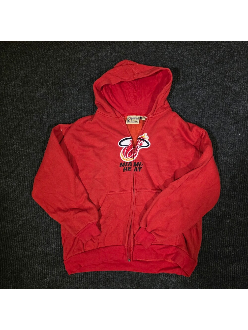 Hardwood Classics Miami Heat Red Full Zip Hoodie Sweatshirt Size L